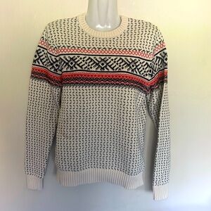 MERONA KNIT SWEATER SIZE S BEIGE RED BLUE